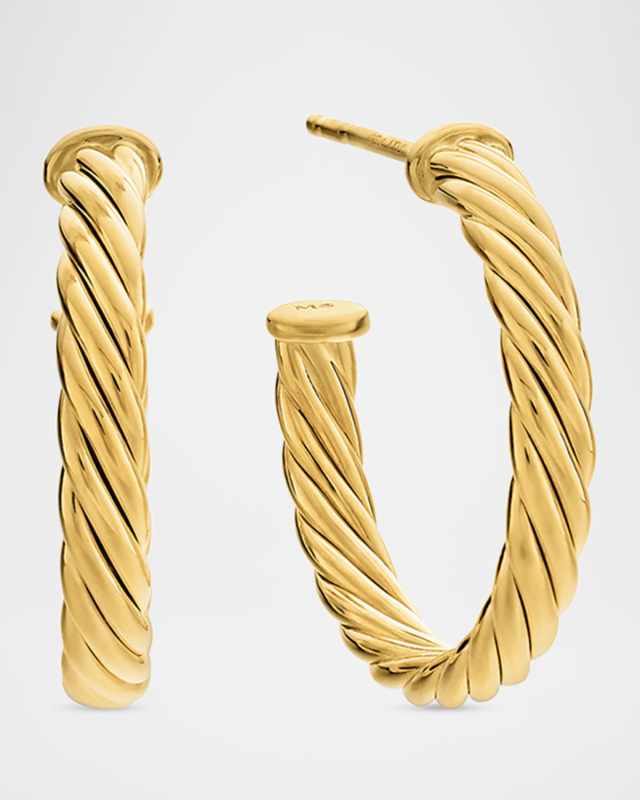 Cablespira Hoop Earrings in 18K Gold, 0.75"L